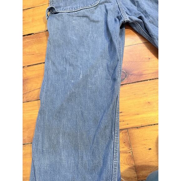 Vintage 70's JCPenney Big Mac Square Back Blue Denim Carpenter Bib Overall 34x34 - Picture 15 of 15